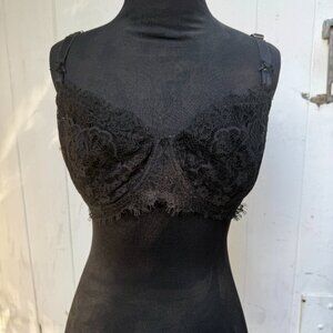 Victoria Secret Dream Angels Floral Embroidered Demi Black Lace Bra